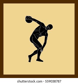 Discus Thrower Turning to Throw Silhouette