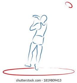 Discus throwing, stylized vector illustration