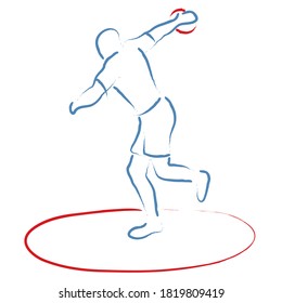 Discus throwing, stylized vector illustration