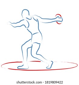 Discus throwing, stylized vector illustration