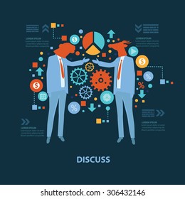 Discuss concept design on dark background,clean vector