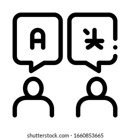 Discuss Different Languages Icon Thin Line Vector. Human Speaking International Languages, Translator Concept Linear Pictogram. Monochrome Outline Sign Isolated Contour Symbol Illustration