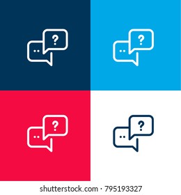 Discuss Issue four color material and minimal icon logo set in red and blue