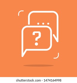 Discuss Issue orange material minimal icon or logo design