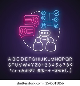 Discuss with partner neon light concept icon. Safe sex concept. Couple communication. Healthy relationship idea. Glowing sign with alphabet, numbers and symbols. Vector isolated illustration