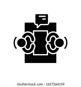 Discuss report black icon, concept illustration, vector flat symbol, glyph sign.