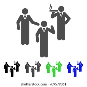 Discuss Standing Persons icon. Vector illustration style is a flat iconic discuss standing persons symbol with black, gray, green, blue color versions. Designed for web and software interfaces.