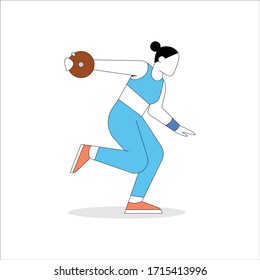 Discuss Throw Athlete Olympic Player Sports Women Blue Clothes 