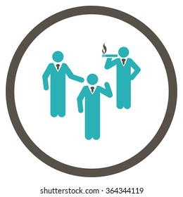 Discuss vector icon. Style is bicolor flat circled symbol, grey and cyan colors, rounded angles, white background.