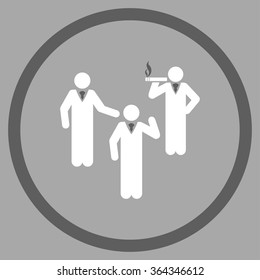 Discuss vector icon. Style is bicolor flat circled symbol, dark gray and white colors, rounded angles, silver background.