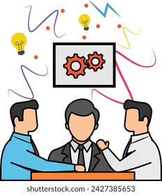 Discussing immediate challenges concept, Monday Meeting with determination vector design, self improvement at workplace Symbol, business motivation Sign, goal-directed behavior stock illustration