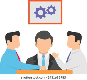 Discussing immediate challenges concept, Monday Meeting with determination vector design, Boosting productivity abilities Symbol, business motivation Sign, Enterprise impetus stock illustration