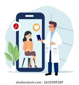 Discutir os sintomas e os métodos de tratamento entre médicos e pacientes por meio de conceito médico on-line e móvel, saúde digital e telemedicina