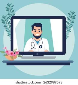 Discutir os sintomas e os métodos de tratamento entre médicos e pacientes por meio de conceito médico on-line e móvel, saúde digital e telemedicina