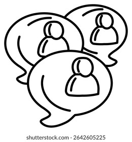 Discussion 3d icon vector style for communication user interface Line style.