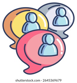 Discussion 3d icon vector style for communication user interface Lineal Color style.