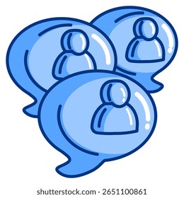 Estilo de vetor do ícone 3d de discussão para a interface do usuário de comunicação Estilo azul.