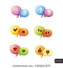 Discussion 3d set vector icon