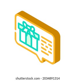 discusión sobre el vector de iconos isométricos de regalo. discusión sobre el signo de regalo. ilustración de símbolo aislado