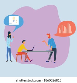 Discussion Between Meeting Member,  Vector Illustration, Meeting Vector, Icon, Simple Concept with Peoples