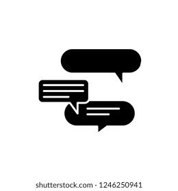 Discussion black icon, vector sign on isolated background. Discussion concept symbol, illustration 
