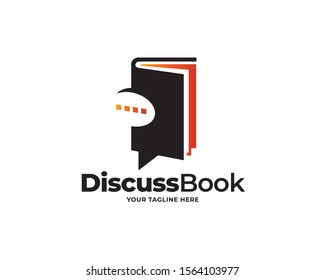discussion book logo vector, education logo design concept