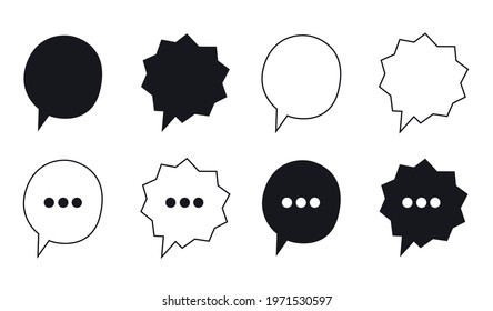 Discussion bubble and chat icons set, in black and white