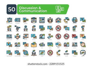 Discussion and communication icons Pack. fill color style. clean and simple vector icons