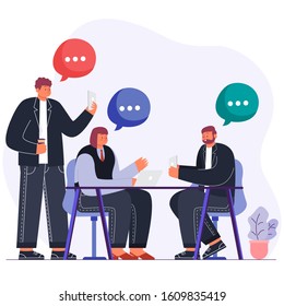 Discussion and communication in the office vector illustration