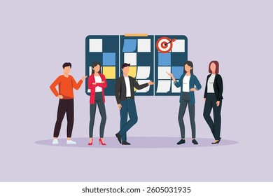 Discussion with community. Community Focused Concept. Colored flat vector illustration isolated