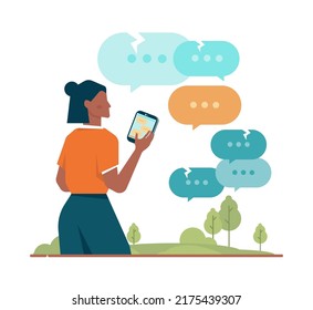 Concepto de discusión. Caracteres con una burbuja de diálogo. Grupo de personas de negocios de comunicación. Negociación exitosa o malentendido. Ilustración vectorial plana