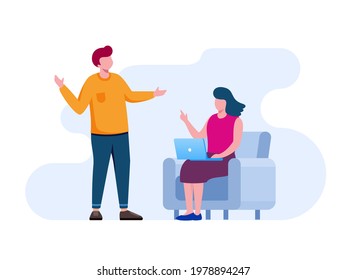 Discussion concept illustration. Teamwork brainstorming flat vector template

