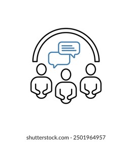 Diskussionskonzept-Liniensymbol. Einfache Elementgrafik. Entwurf von Symbolen für das Diskussionskonzept.