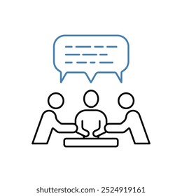 Icono de línea de concepto de discusión. Ilustración de elemento simple. diseño de símbolo de esquema de concepto de discusión.