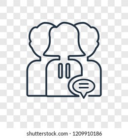 Discussion concept vector linear icon isolated on transparent background, Discussion concept transparency concept in outline style
