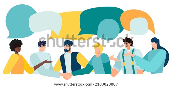 Discussion Conversation Speech Bubbles Illustration Brainstorming Stock ...