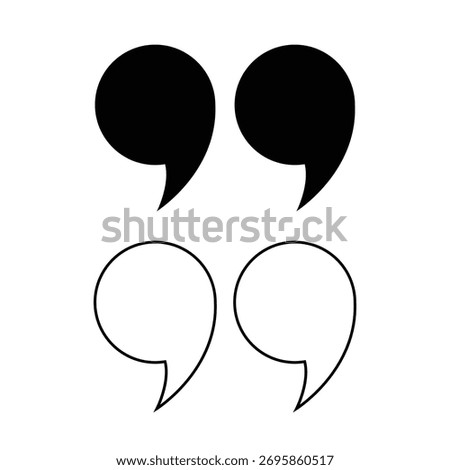 Discussion dialog remark open and close quote sign. quote mark. inverted commas. messaging, dialog, and typographic. collection of diverse hand drawn quote marks