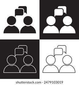 Discussion, dispute icon. Line, glyph and filled version, Forum chat outline and filled vector sign. Symbol, logo illustration. Different style icons set. isolated on white and black background.