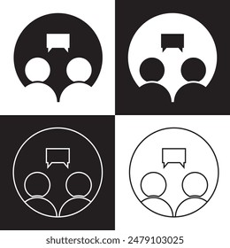 Discussion, dispute icon. Line, glyph and filled version, Forum chat outline and filled vector sign. Symbol, logo illustration. Different style icons set. isolated on white and black background.