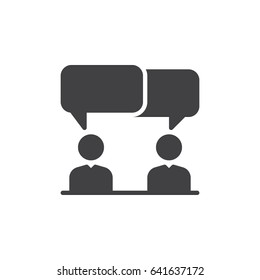 Discussion, dispute icon vector, filled flat sign, solid pictogram isolated on white. Symbol, logo illustration. Pixel perfect