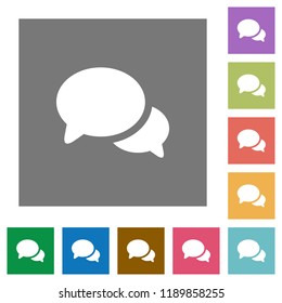 Discussion flat icons on simple color square backgrounds