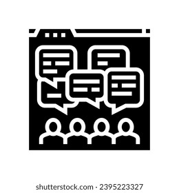 discussion forum online learning platform glyph icon vector. discussion forum online learning platform sign. isolated symbol illustration