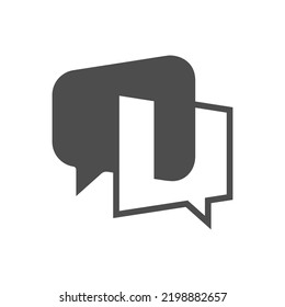 Discussion graphic symbol. Speech bubbles sign isolated on white background. Clouds of dialog. Vector illustration