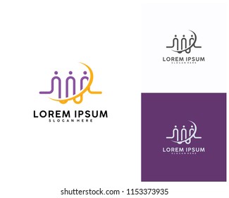 Discussion Group logo template, Consult Forum logo template, People and Consult logo designs vector