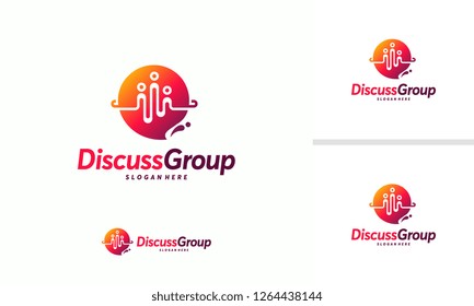 Discussion Group logo template, Consult Forum logo template, People and Consult logo designs vector illustration