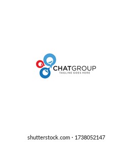 Plantilla del logotipo del grupo de discusión, plantilla del logotipo del foro de consulta, diseños del logotipo de personas y consultas ilustración vectorial