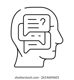 discussion in head line icon vector. discussion in head sign. isolated contour symbol black illustration