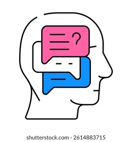 discussion in head line icon vector. discussion in head sign. isolated symbol illustration