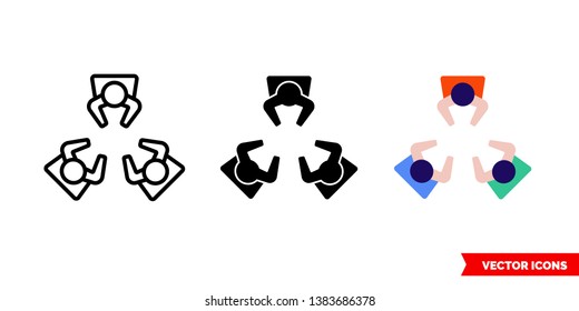 Discussion icon of 3 types: color, black and white, outline. Isolated vector sign symbol.