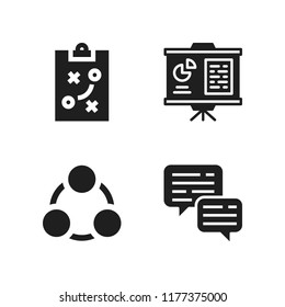 discussion icon. 4 discussion vector icons set. presentation, organization and dialog icons for web and design about discussion theme